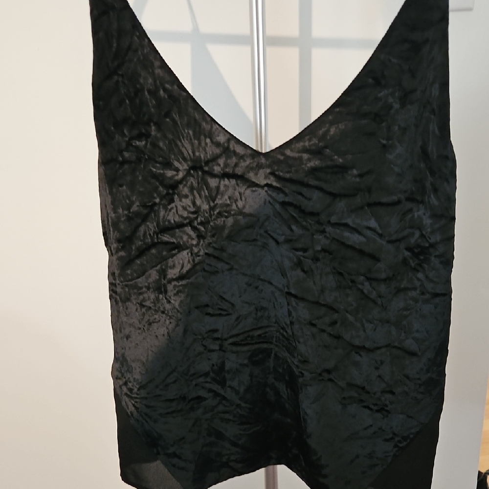 J Brand Black Crushed Velvet Like Camisole